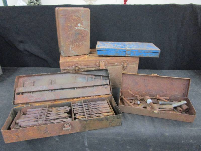 lot 85 image: Assorted Rusty Toolboxes, Tools  and containers