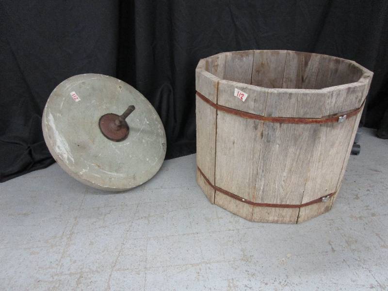 lot 112 image: Planter 16 x 18 12 and 17 Grinding Wheel