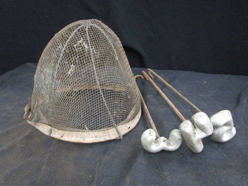 lot 132 image: Horse Feed Basket and Branding Irons
