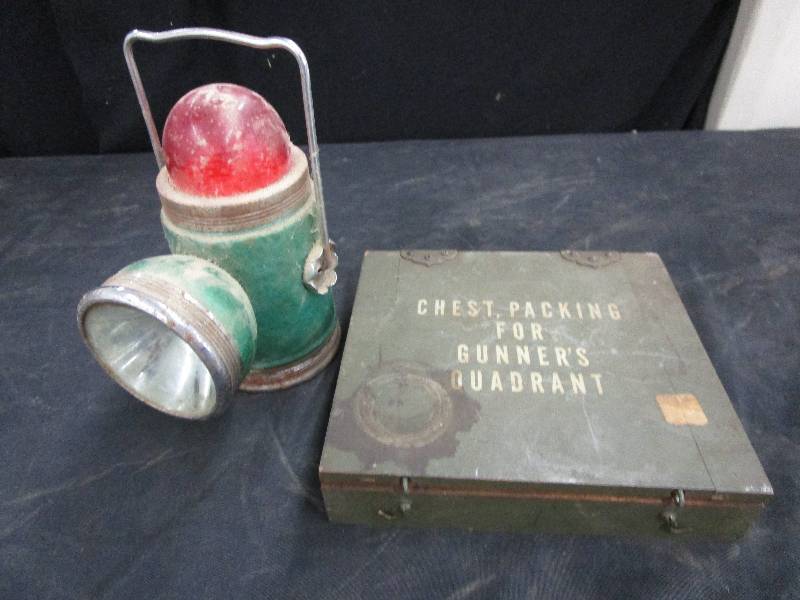lot 138 image: Old Wooden Box and Lamp