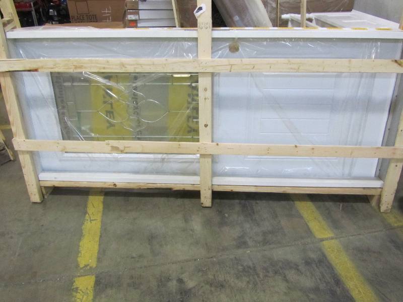 lot 2 image: Stanley Doors 32 in. x 80 in. Traditional Zinc 12 Lite 1-Panel Painted White Left-Hand Inswing Steel Prehung Front Door