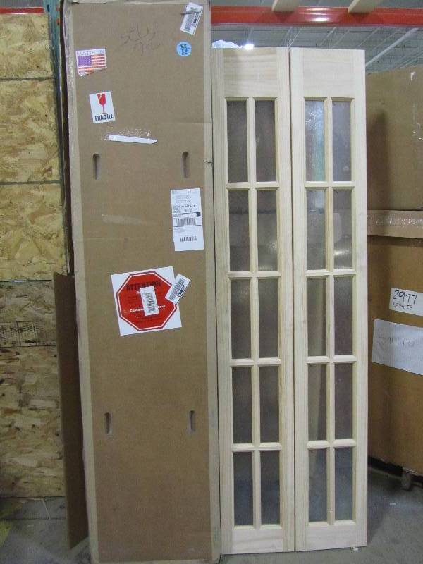 lot 17 image: Pinecroft 24 in. x 80 in. Classic French 10-Lite Opaque GlassWood Interior Bi-fold Door (x2)