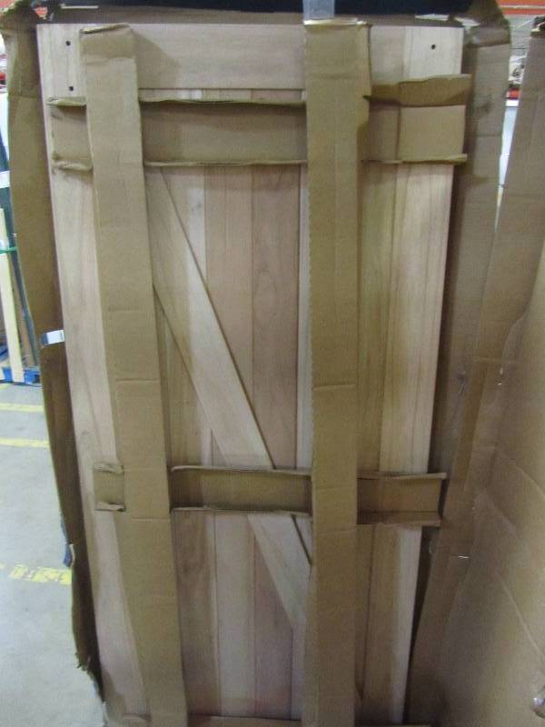 lot 23 image: JELD-WEN 36 in. x 84 in. Rustic Unfinished Wood Barn Door with Sliding Door Hardware Kit