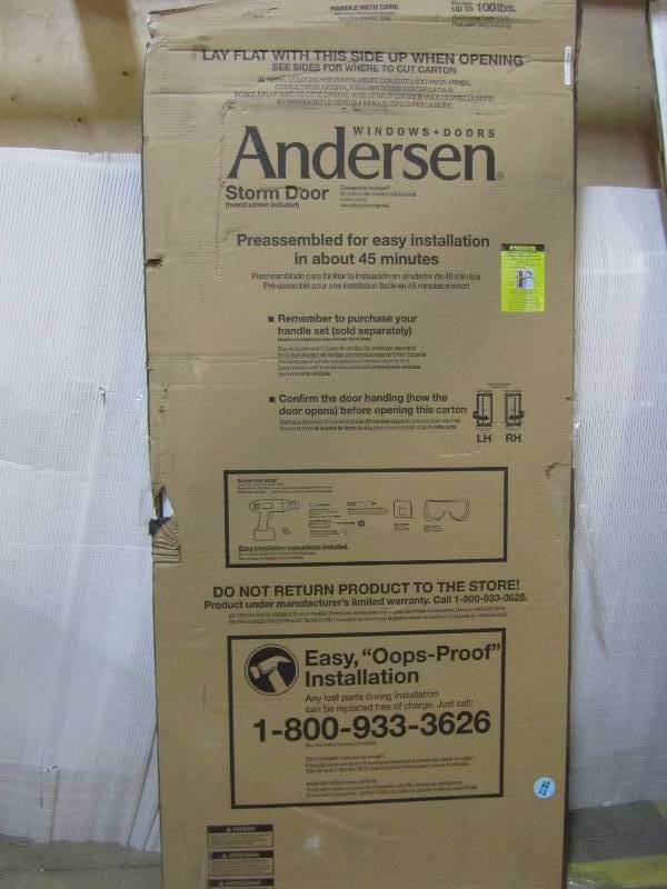 lot 31 image: Andersen  36 in. x 80 in. 4000 Series White Right-Hand Fullview Dual Pane Insulating Glass Aluminum Storm Door