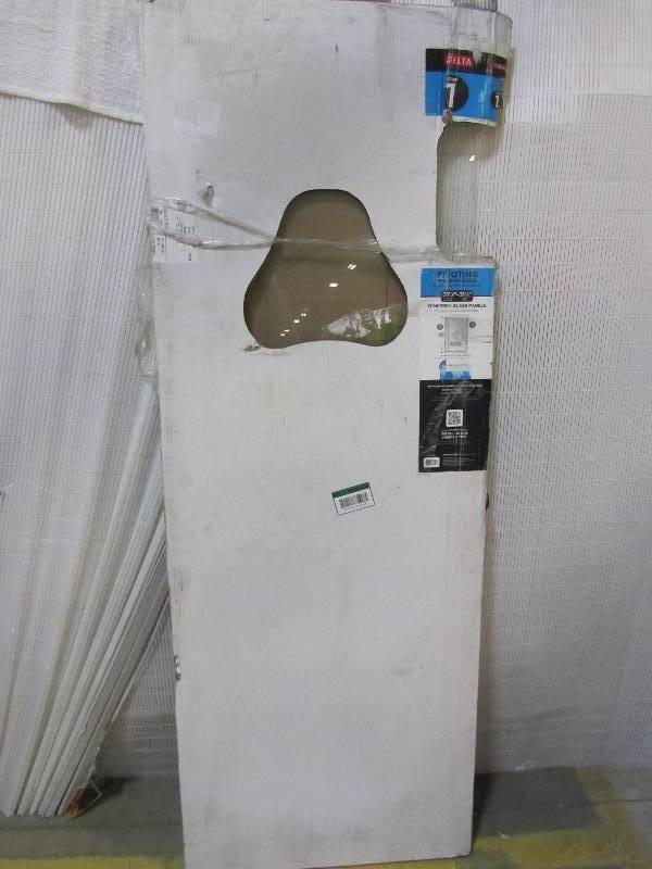 lot 35 image: Delta 31 in. Semi-Frameless Pivot Shower Door Glass Panel in Clear