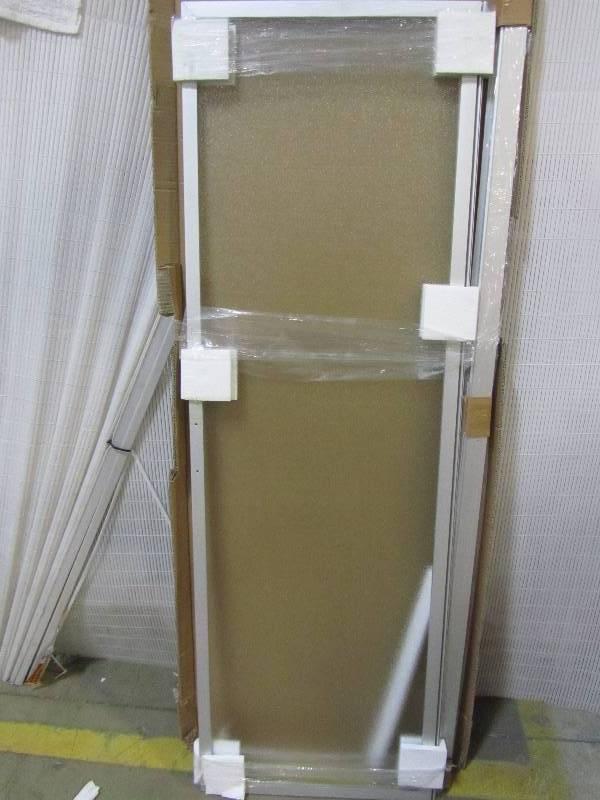 lot 39 image: Coastal Shower Doors Legend Series 28 in. x 64 in. Framed Hinged Shower Door in Chrome with Obscure Glass