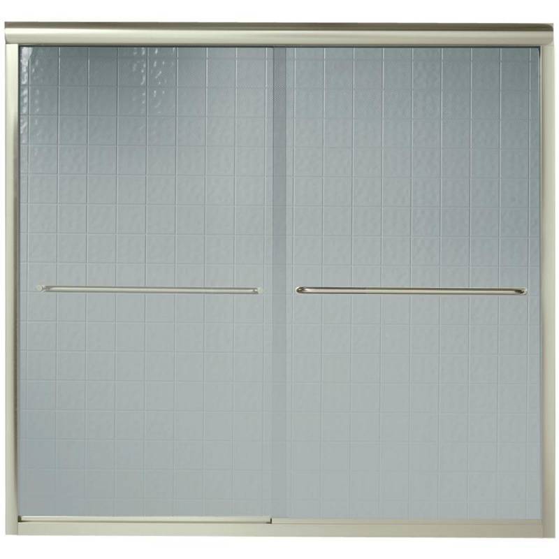 lot 38 image: STERLING Finesse 59-58 in. x 55-34 in. Semi-Frameless Sliding Tub Door in Nickel with Handle