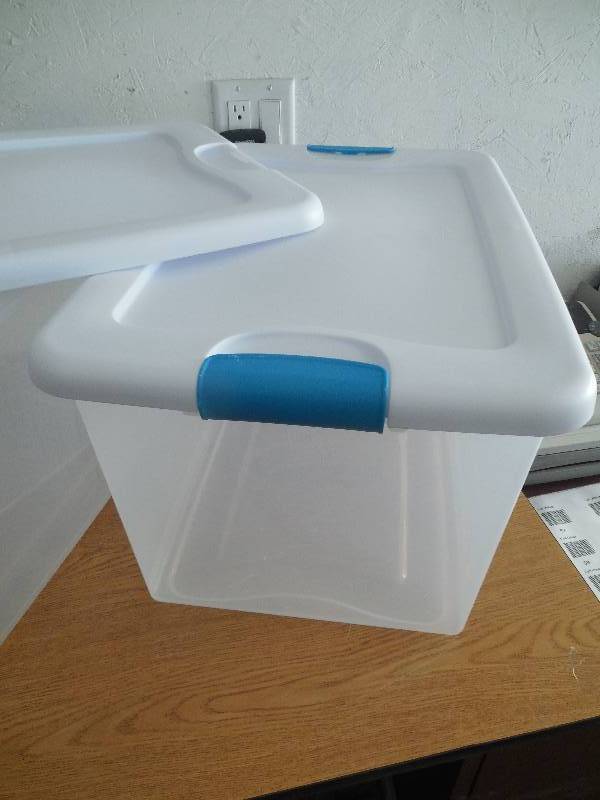 lot 65 image: Sterilite 64 Qt. Latching Storage Box X 3