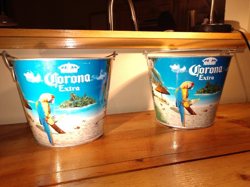 lot 5 image: Corona Extra Metal Beer Buckets (2)