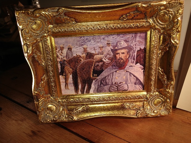lot 15 image: Old Civil War Portraits w Baroque Gold Leaf 5x7 Portrait Frames (2) Some Signed