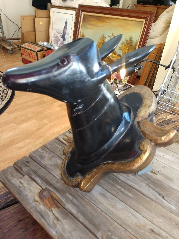 lot 37 image: Home Decor Wood Cow Head Wall Mount