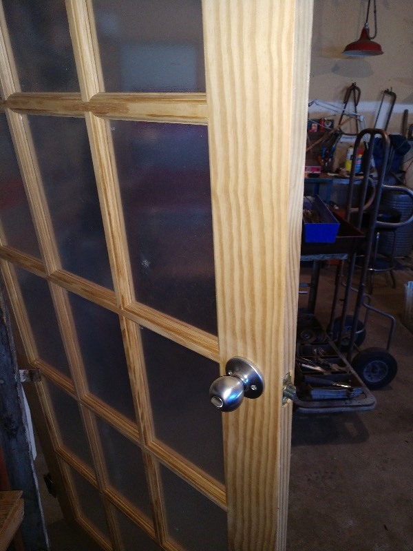 lot 48 image: Heavy Wood 15 Glass Panel Door