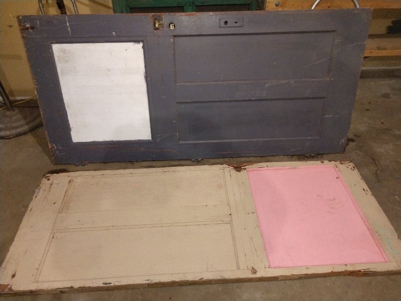lot 52 image: Antique Solid Wood Doors (2) and Old Screen Door
