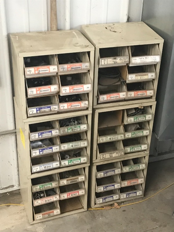 lot 14 image: Stack Of (6) 6-Drawer Parts Bins Fu...