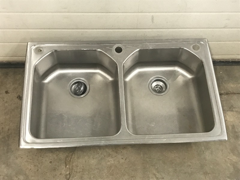 lot 24 image: 22x37 Drop-In Stainless Sink, Dou...