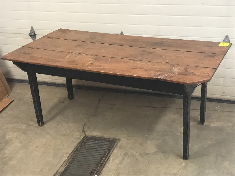 lot 54 image: Vintage Wooden Table With Center Dr...