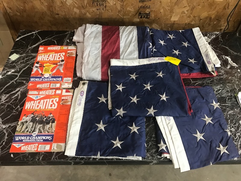 lot 58 image: Lot Of (5) Nyl-Glo American Flags ...