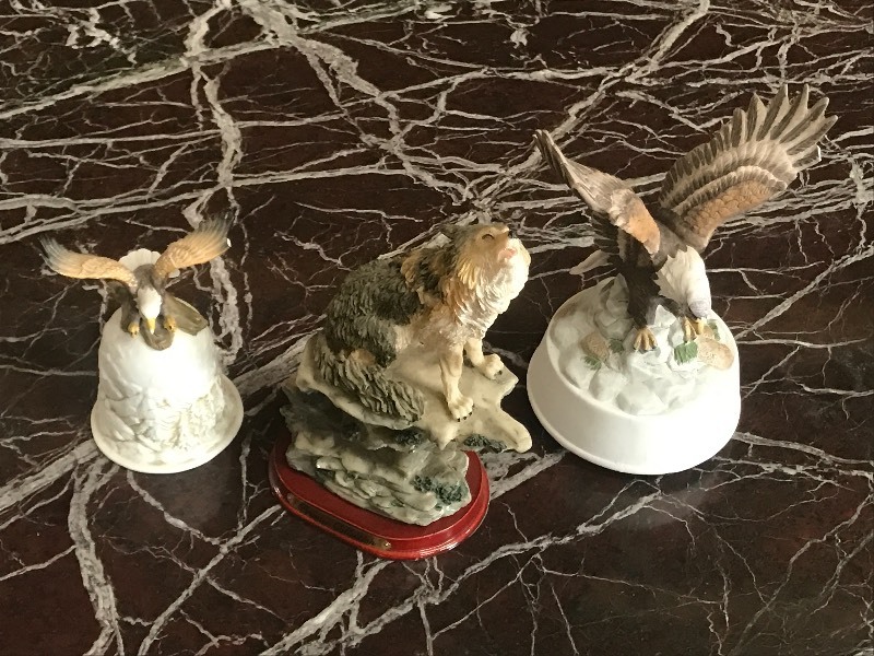 lot 71 image: (3) Animal Statues (2) Eagles & (1...