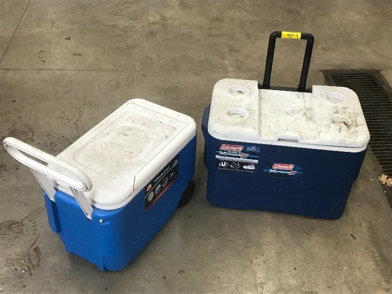 lot 91 image: Lot Of (2) Wheeled Camp Coolers ...
