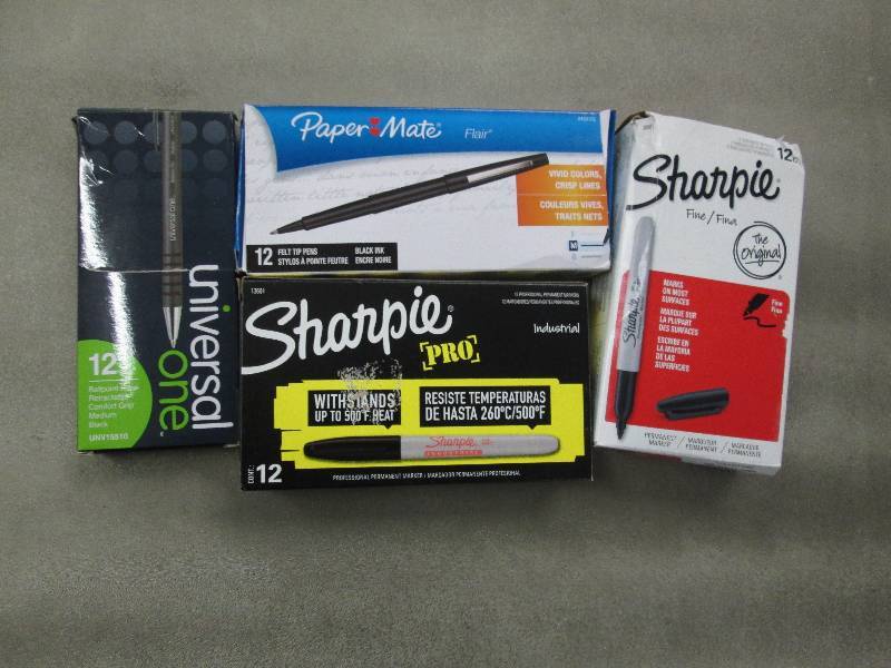 lot 60 image: 1 Box Black Pens, 1 Box Papermate F...