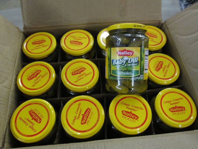 lot 153 image: Case of 12- 24 oz Nalley Baby Dill ...