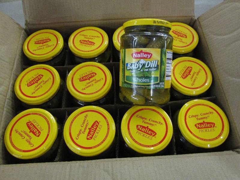 lot 154 image: Case of 12- 24 oz Nalley Baby Dill ...