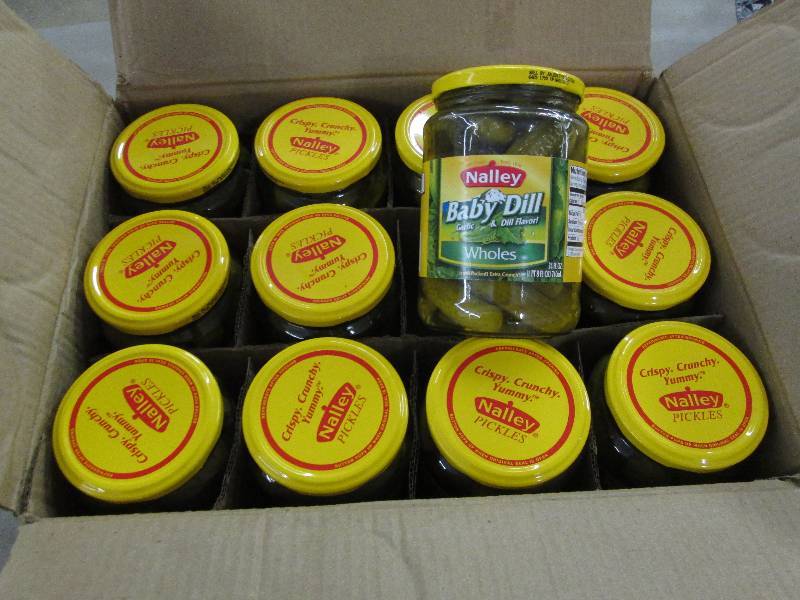 lot 155 image: Case of 12- 24 oz Nalley Baby Dill ...