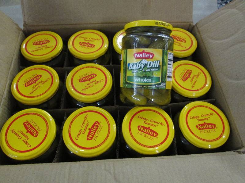 lot 156 image: Case of 12- 24 oz Nalley Baby Dill ...