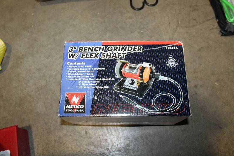lot 2 image: Neiko Tools 3in. Multiple Purpose Bench Grinder w Flex Shaft