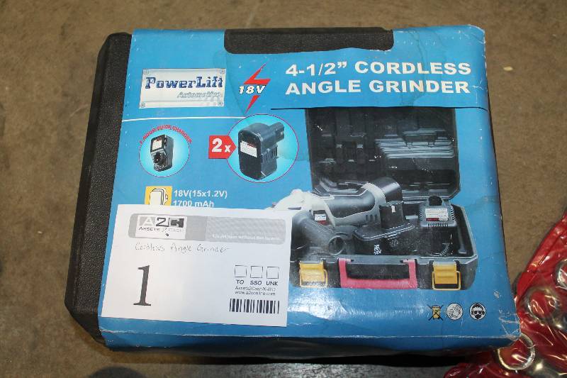 lot 1 image: PowerLift 4-12in. Cordless Angle Grinder w Case