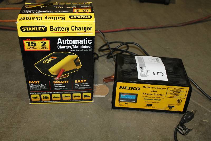 lot 5 image: Lot of (2) Battery Chargers - Stanley, Neiko