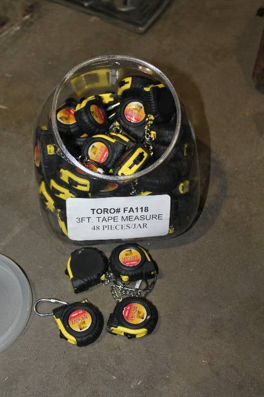 lot 37 image: Plastic Bin of Key-ring 3ft. Measure Tapes