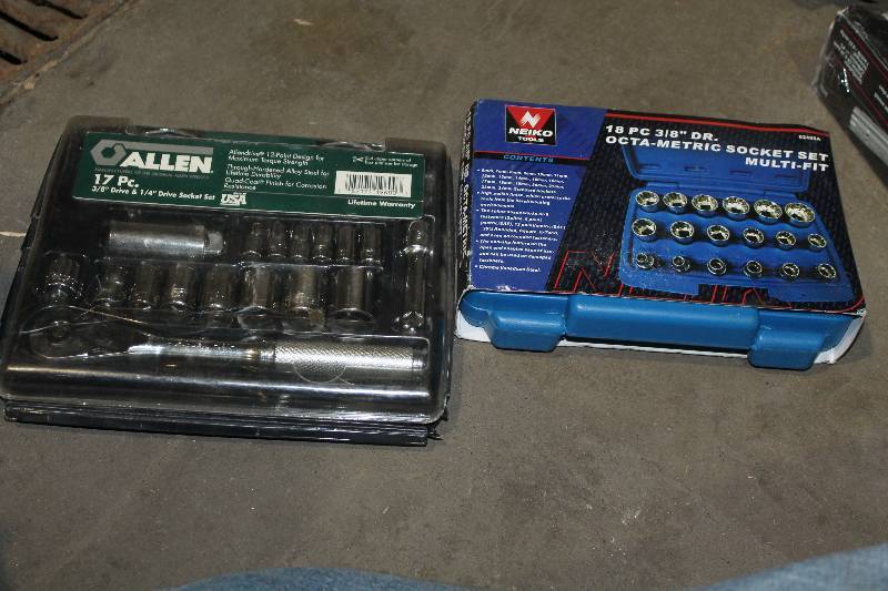 lot 34 image: Lot of (2) Hand Tools - Allen 17-Piece 38in. & 14in. Drive Socket Set 12-Point, 18-Piece 38in. Drive Octa-Metric Socket Set Multi-Fit