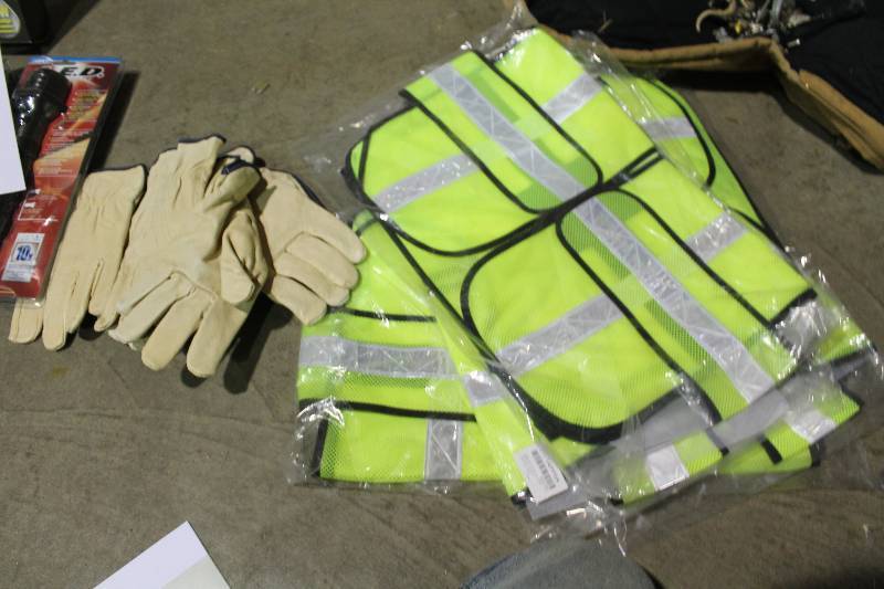 lot 43 image: Safety Equipment - 4) Safety Vest, 3) Pair Gloves