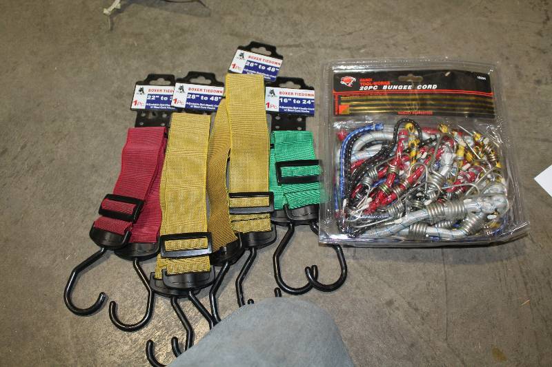 lot 48 image: 20-Piece Mini Bungee Cords & Boxer Tiedowns