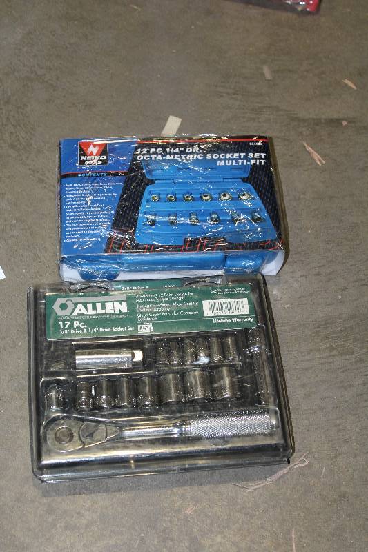 lot 36 image: Lot of (2) Hand Tools - Allen 17-Piece 38in. & 14in. Drive Socket Set 12-Point, 18-Piece 38in. Drive Octa-Metric Socket Set Multi-Fit