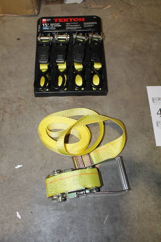 lot 51 image: MIT Tekton 15ft. Ratchet Tie Down Sets & Straps