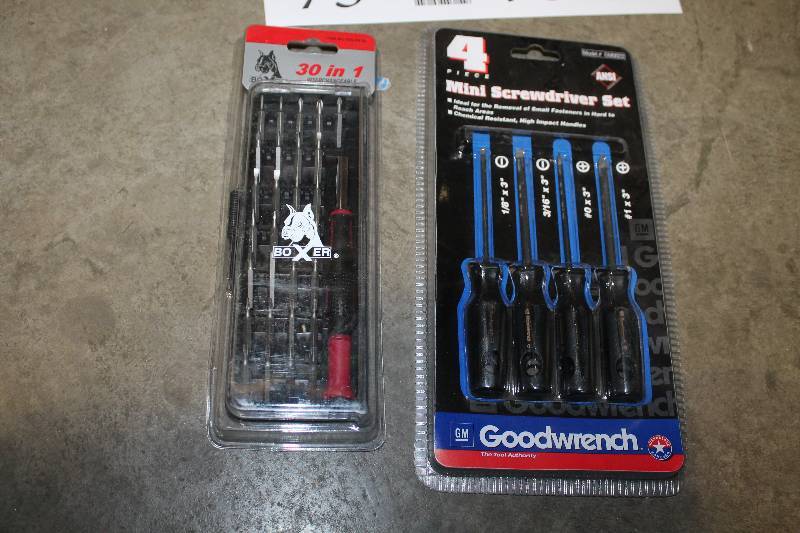lot 79 image: Lot of (2) Hand Tools - Boxer 30-in-1, Goodwrench 4-Piece Mini Screwdriver Set