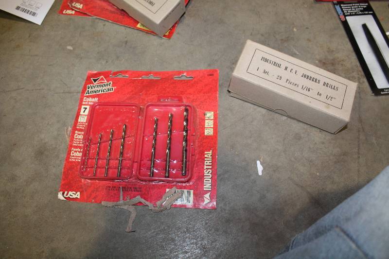 lot 97 image: Lot of (2) Drill Bit Sets - Vermont American Industrial 7-Piece Cobalt, Industrial H.C.V. Jobbers  29-Piece 116-12in.