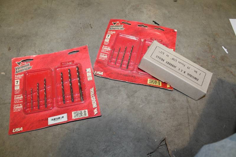 lot 96 image: Lot of (3) Drill Bit Sets - Vermont American Industrial 7-Piece Cobalt, Industrial H.C.V. Jobbers  29-Piece 116-12in.
