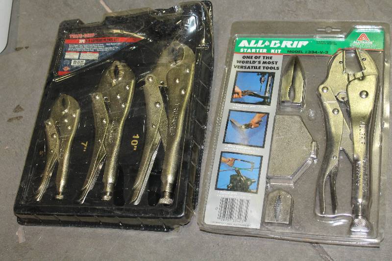 lot 101 image: Lot of (2) Hand Tools - All-Grip Starter Kit, True-Grip 3-Piece H.Q. Locking Pliers Set