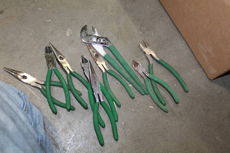 lot 113 image: Lot of (9) Hand Tools - Needle Nose Pliers, Wire Cutters, Groove Joint Pliers