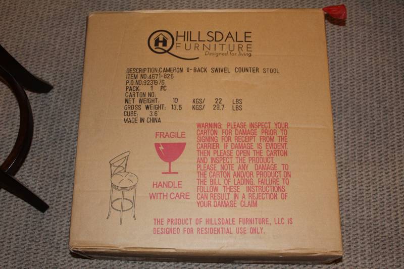 lot 30 image: Hillsdale Furniture Cameron X-Back Swivel Counter Stool