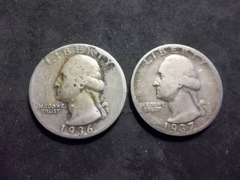 1936, 1937 D Washington Quarters