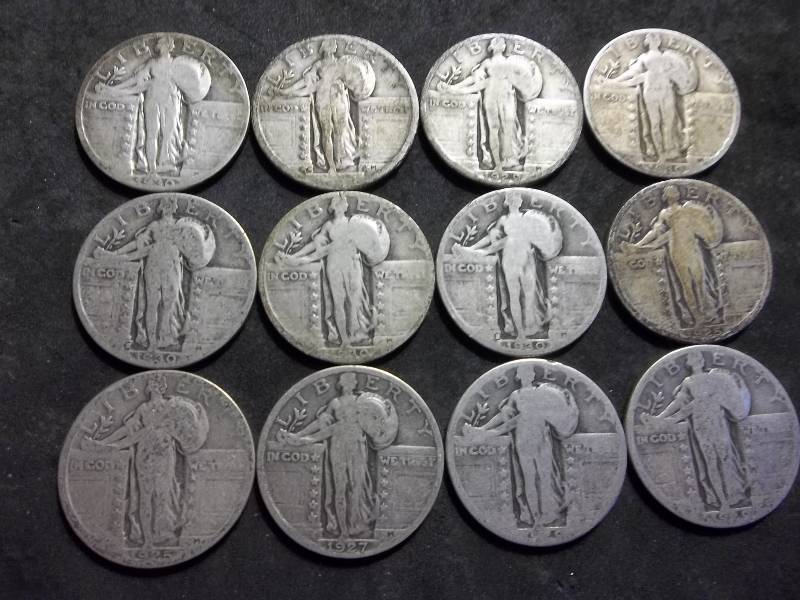12- Assorted Standing Liberty Quarters