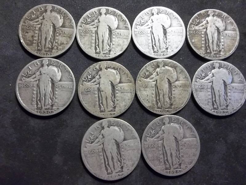 10- Assorted Standing Liberty Quarters