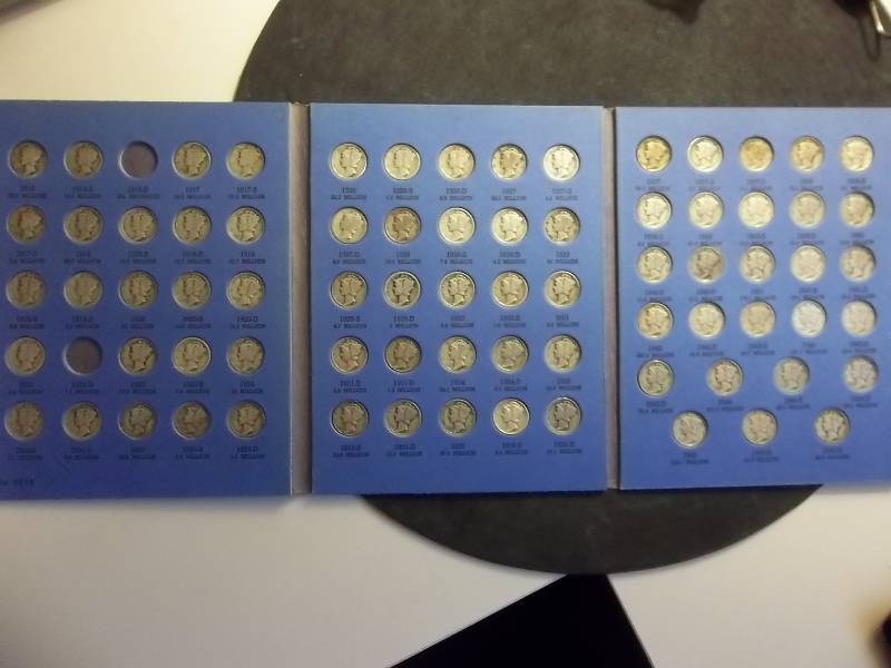 Full Set Of Mercury Head Dimes In Whitman Coin Album (Less 1916 D & 1921 D)