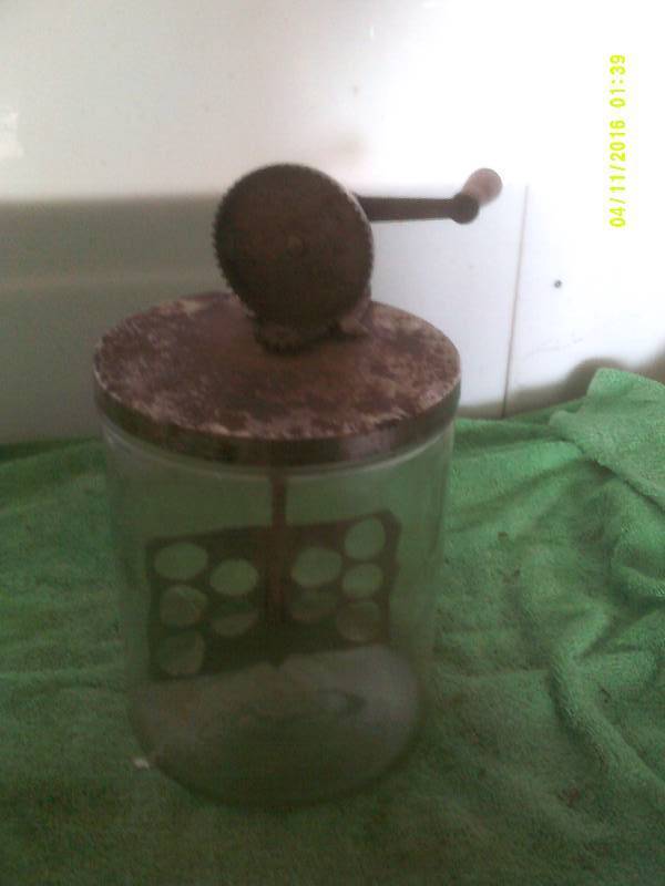ANTIQUE GLASS BUTTER CHURN