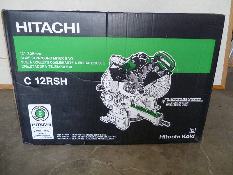 lot 1 image: NEW Hitachi 12-in Sliding Dual Bevel Miter Saw w Laser Marker