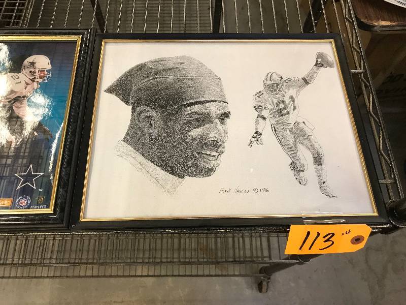 lot 113 image: 4 DEION SANDERS FRAMED PICTURES